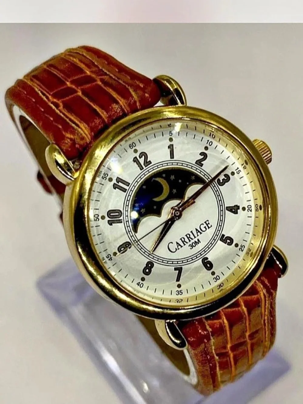 Luxury ^^^ Ladies * Carriage by Timex Carriage Moon Phase Watch Tan / Gold ^^^